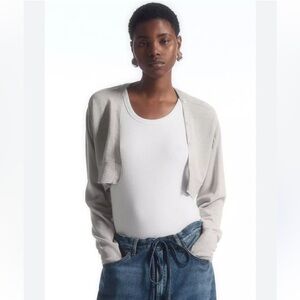 COS Cropped Wool Blend Cardigan Beige Metallic Size M